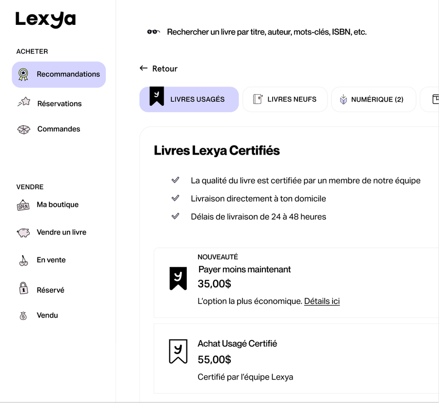 L'espace centralisé pour l'achat et la vente de tes livres